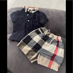 Burberry Matching Polo Shirt With Shorts Size 6 Months